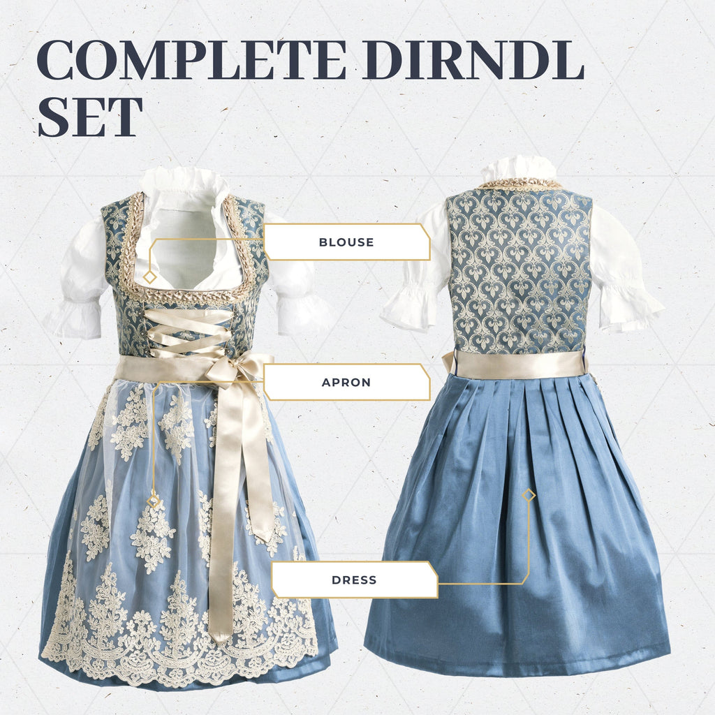 Kids Dirndl Dress Blue Gold