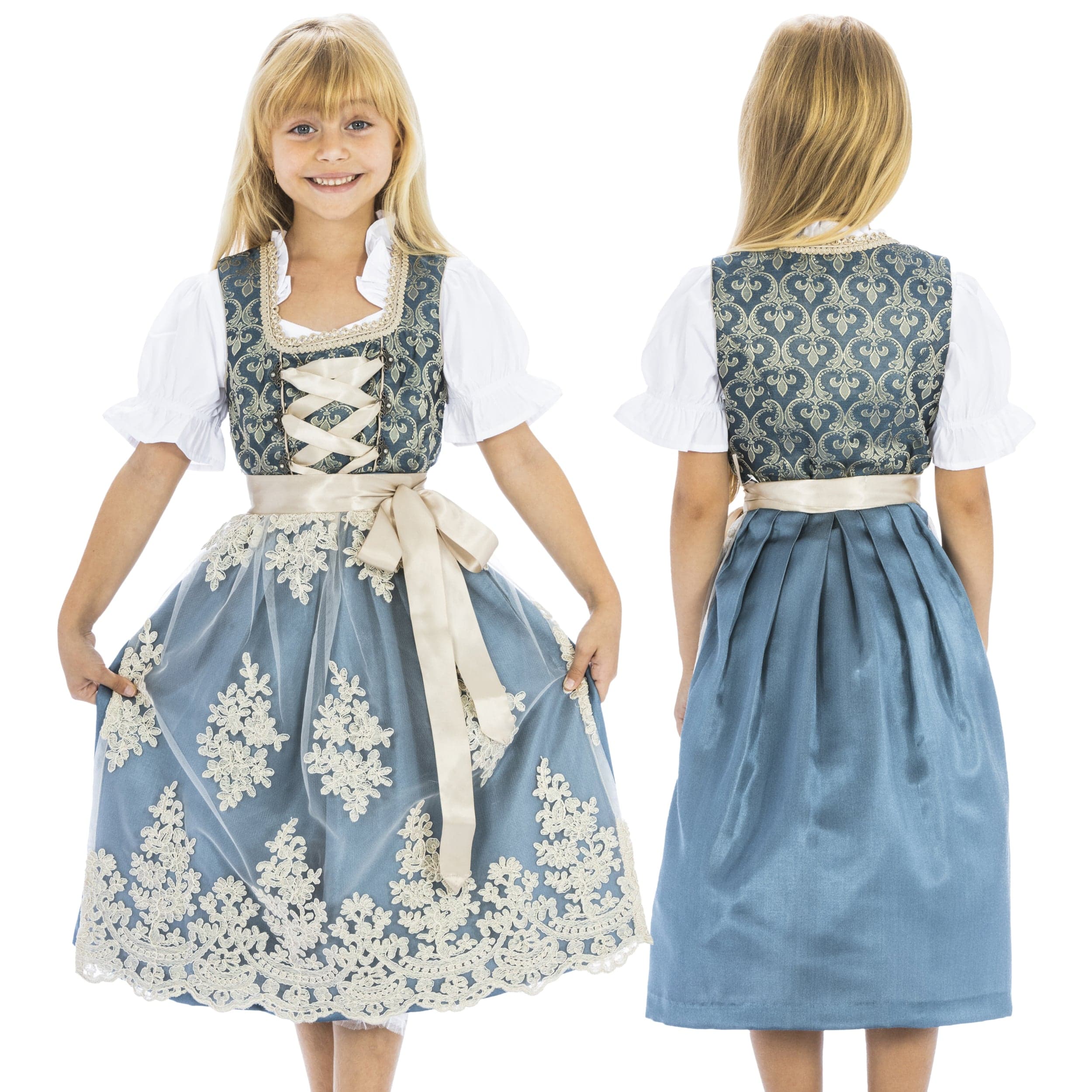 Kids Dirndl Dress Blue Gold