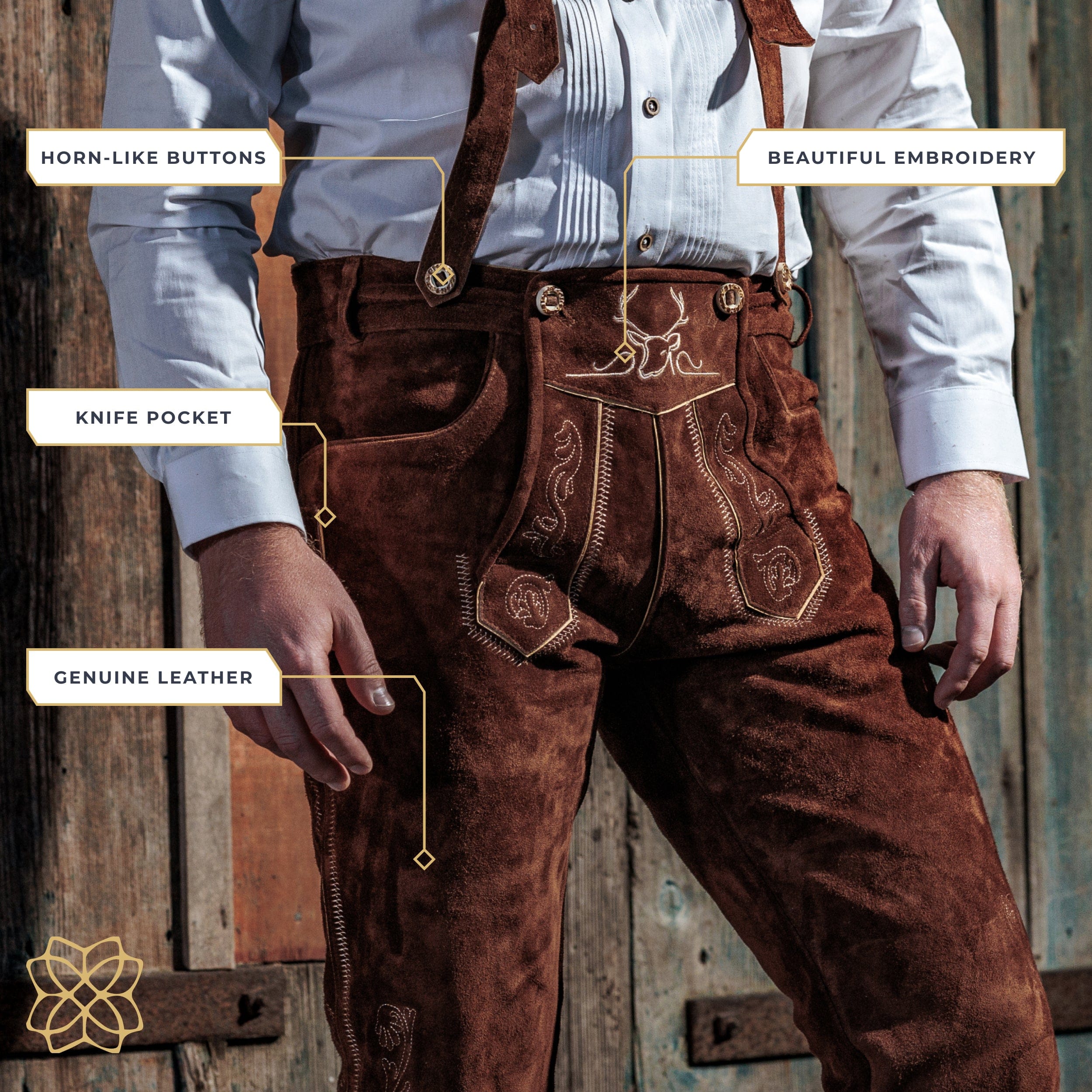 Lederhosen Men Kneebound Dark Brown