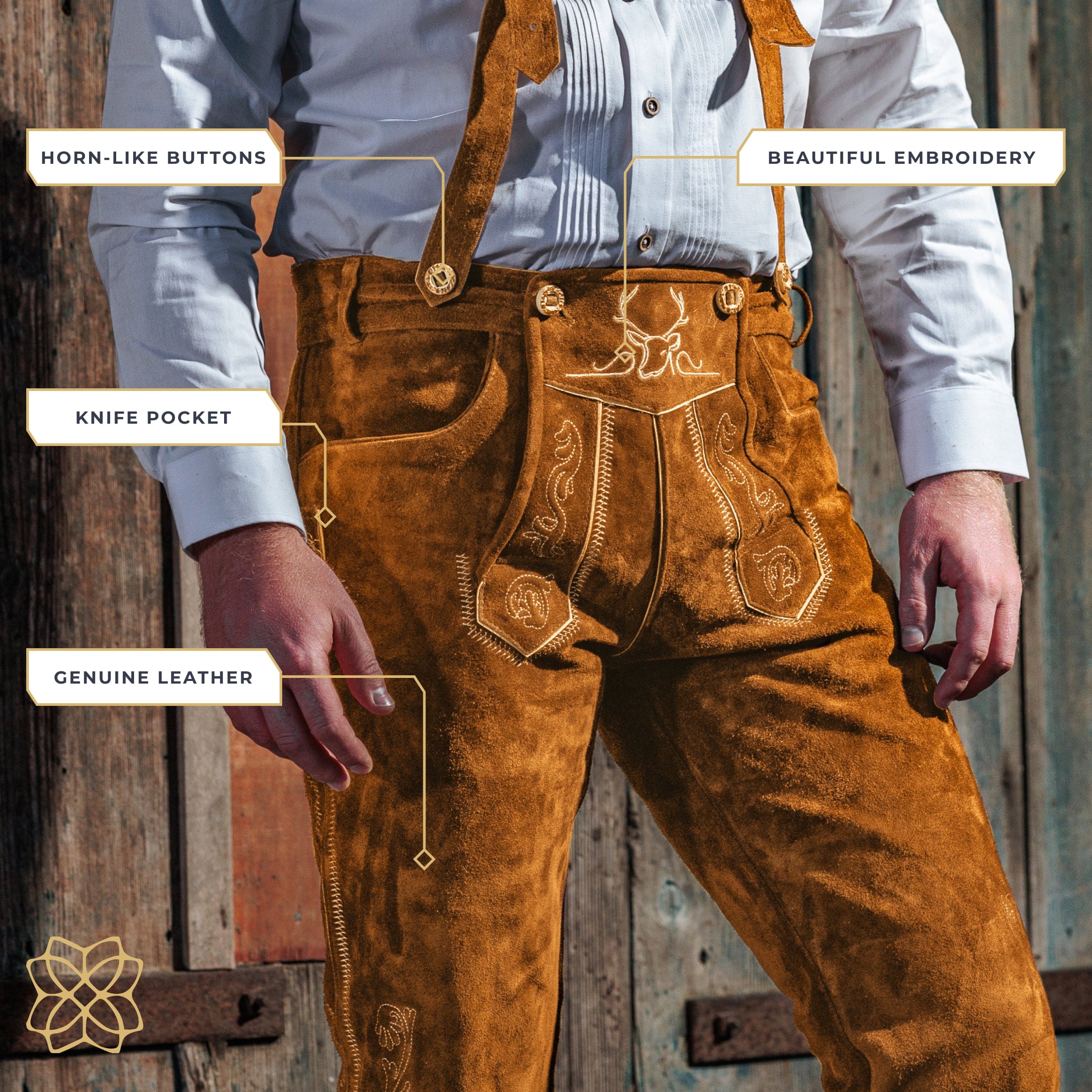 Lederhosen Men Kneebound Light Brown