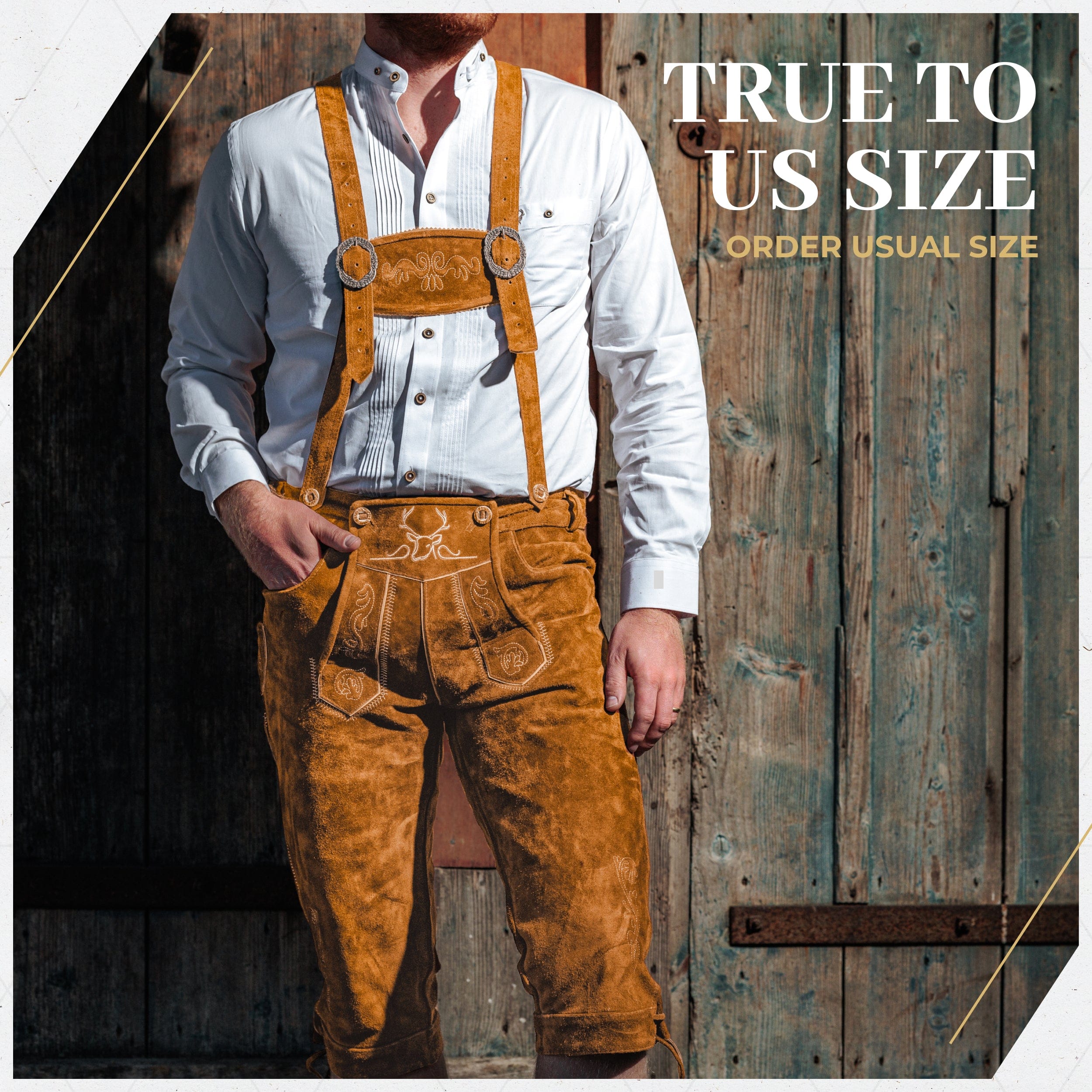 Lederhosen Men Kneebound Light Brown