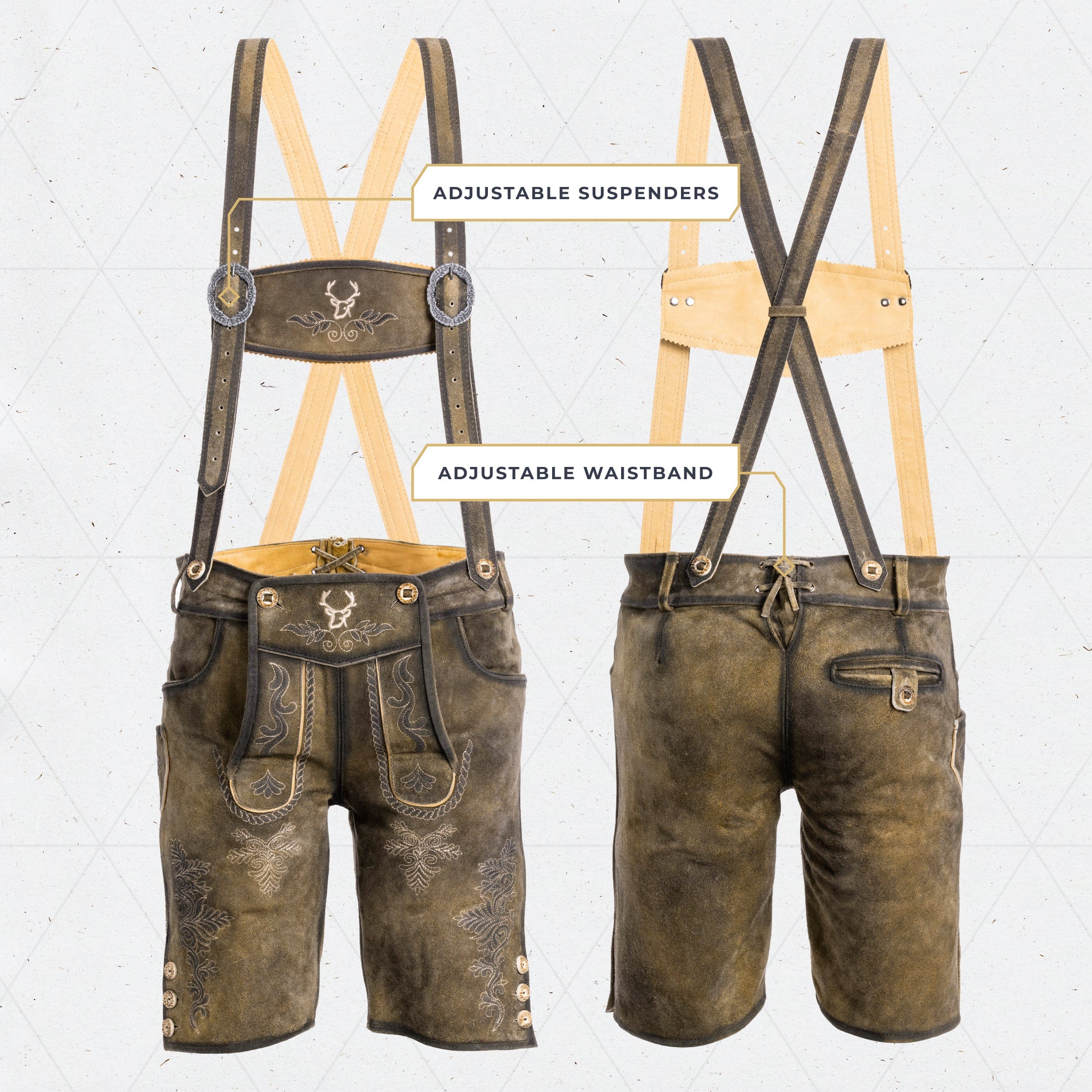 Lederhosen Men Short Antique Waxed Brown