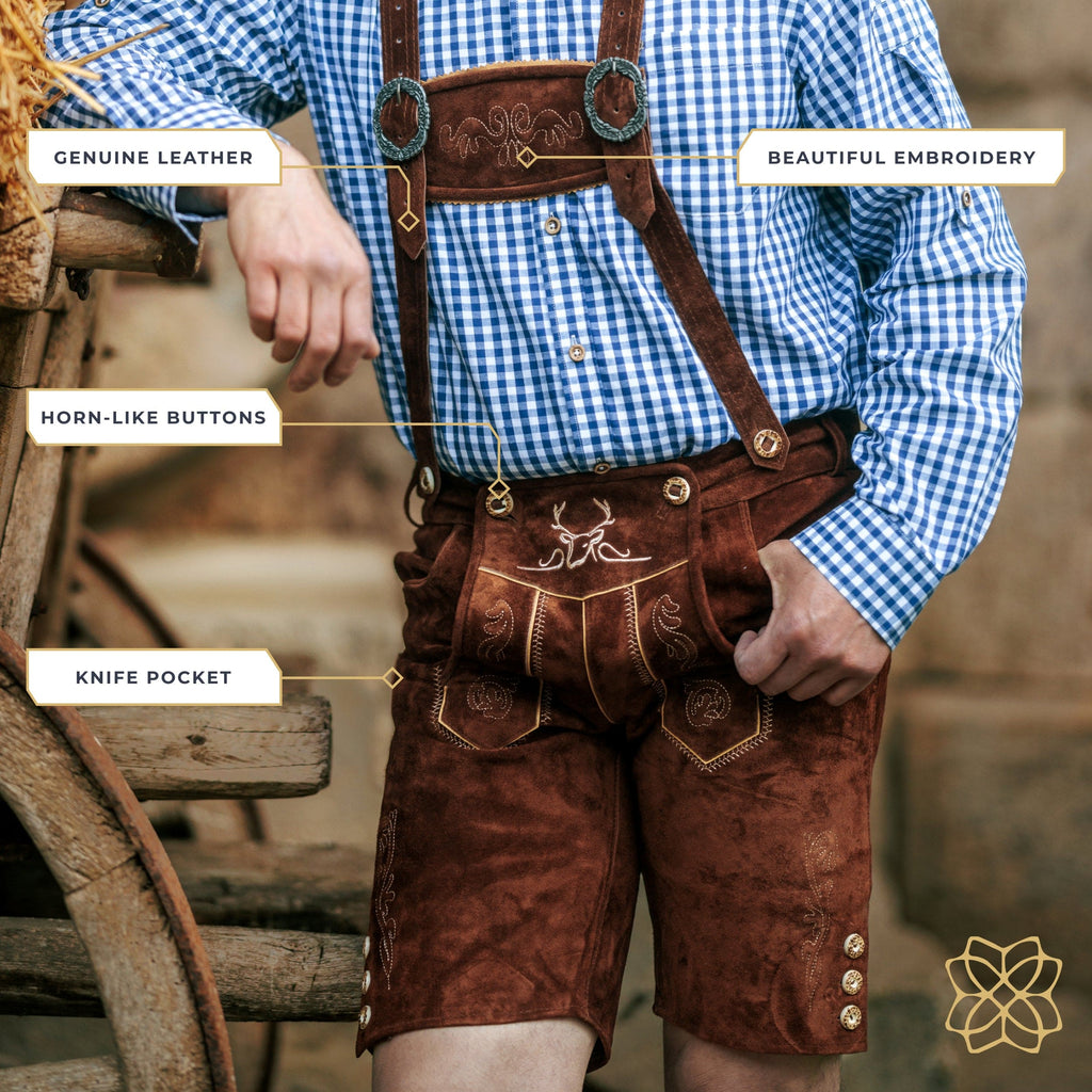 Lederhosen Men Short Dark Brown