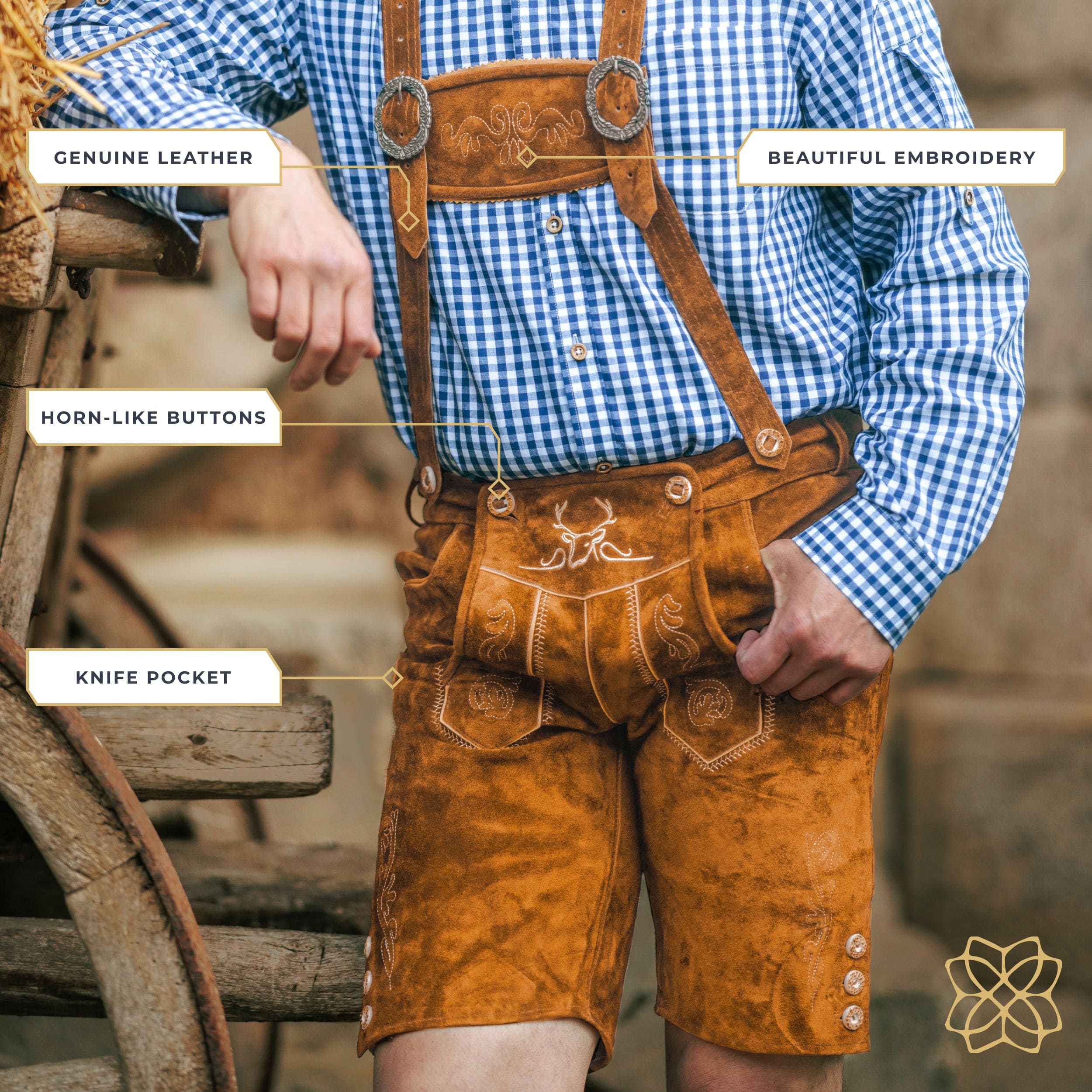 Lederhosen Men Short Light Brown