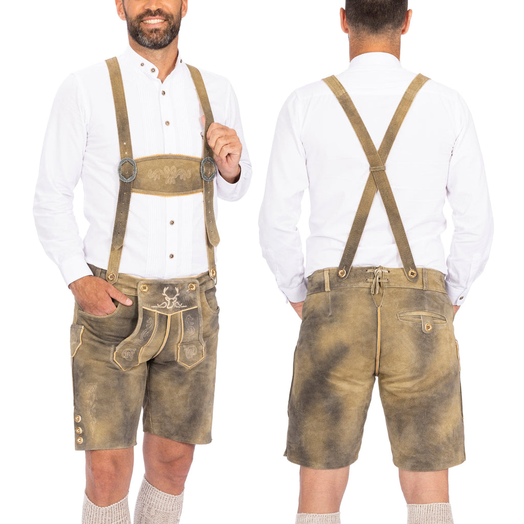 Lederhosen Men Short Mushroom Brown