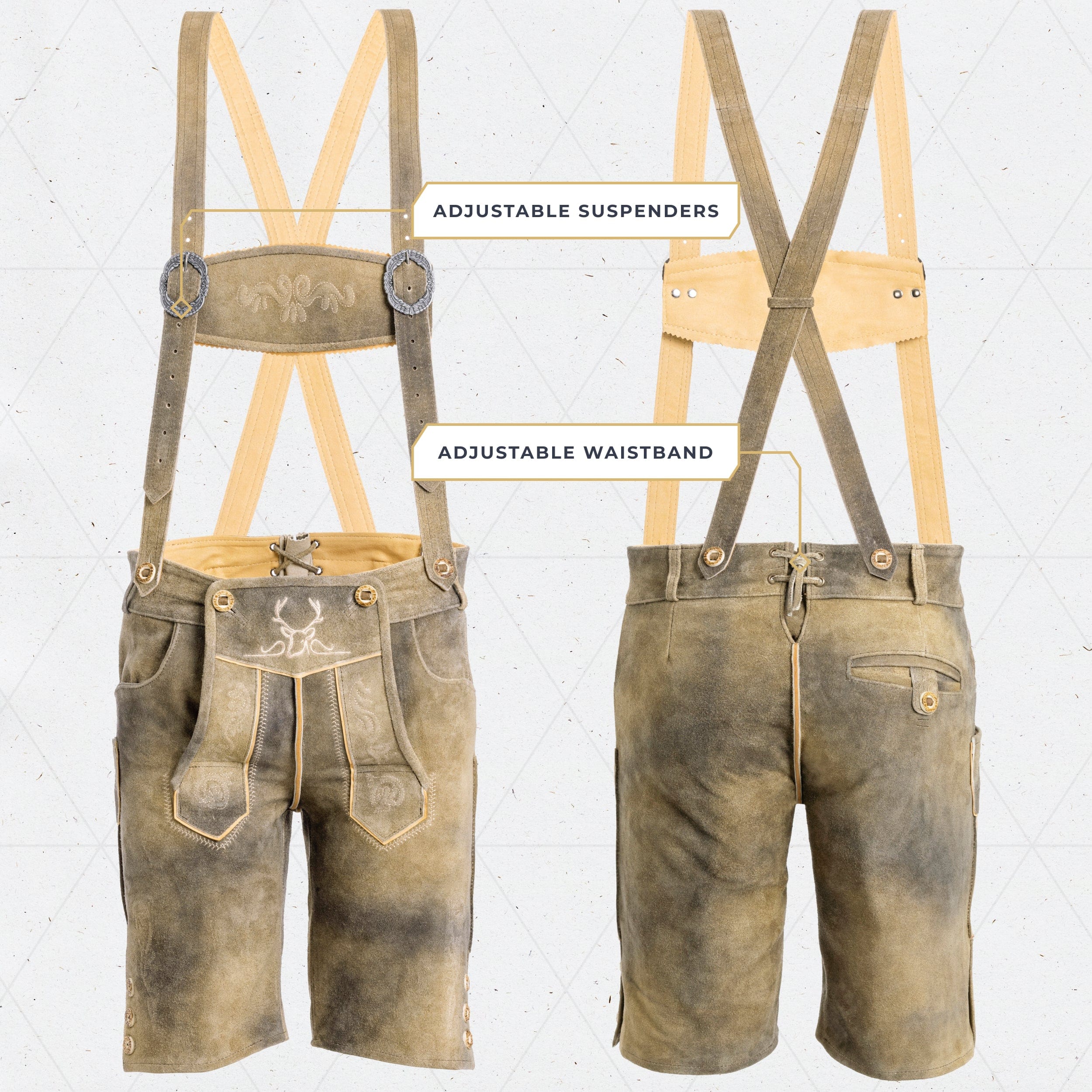Lederhosen Men Short Mushroom Brown