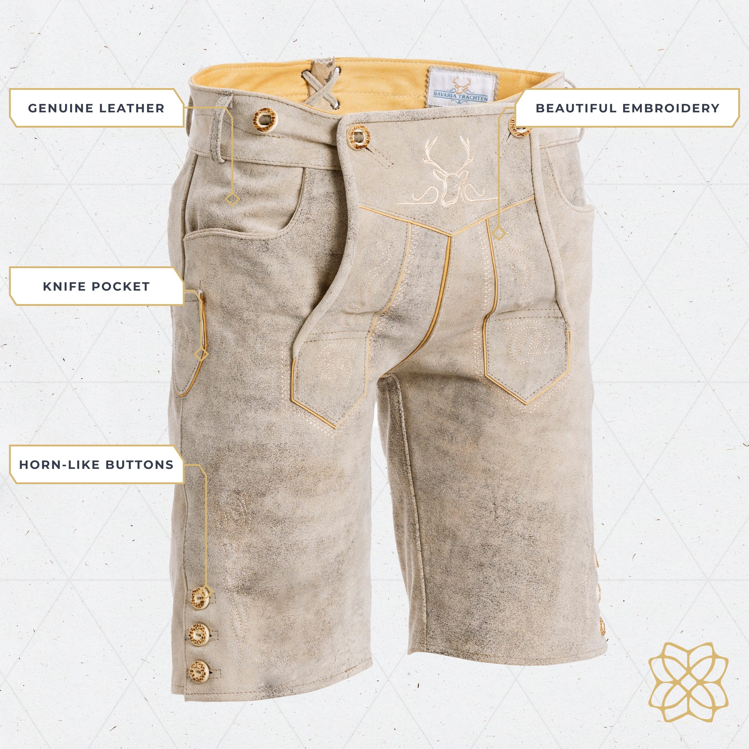 Lederhosen Men short Oktoberfest White