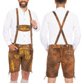 Lederhosen Men Short Olive Yellow