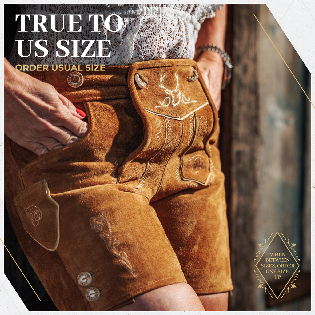 Lederhosen Women Short Pants Light Brown