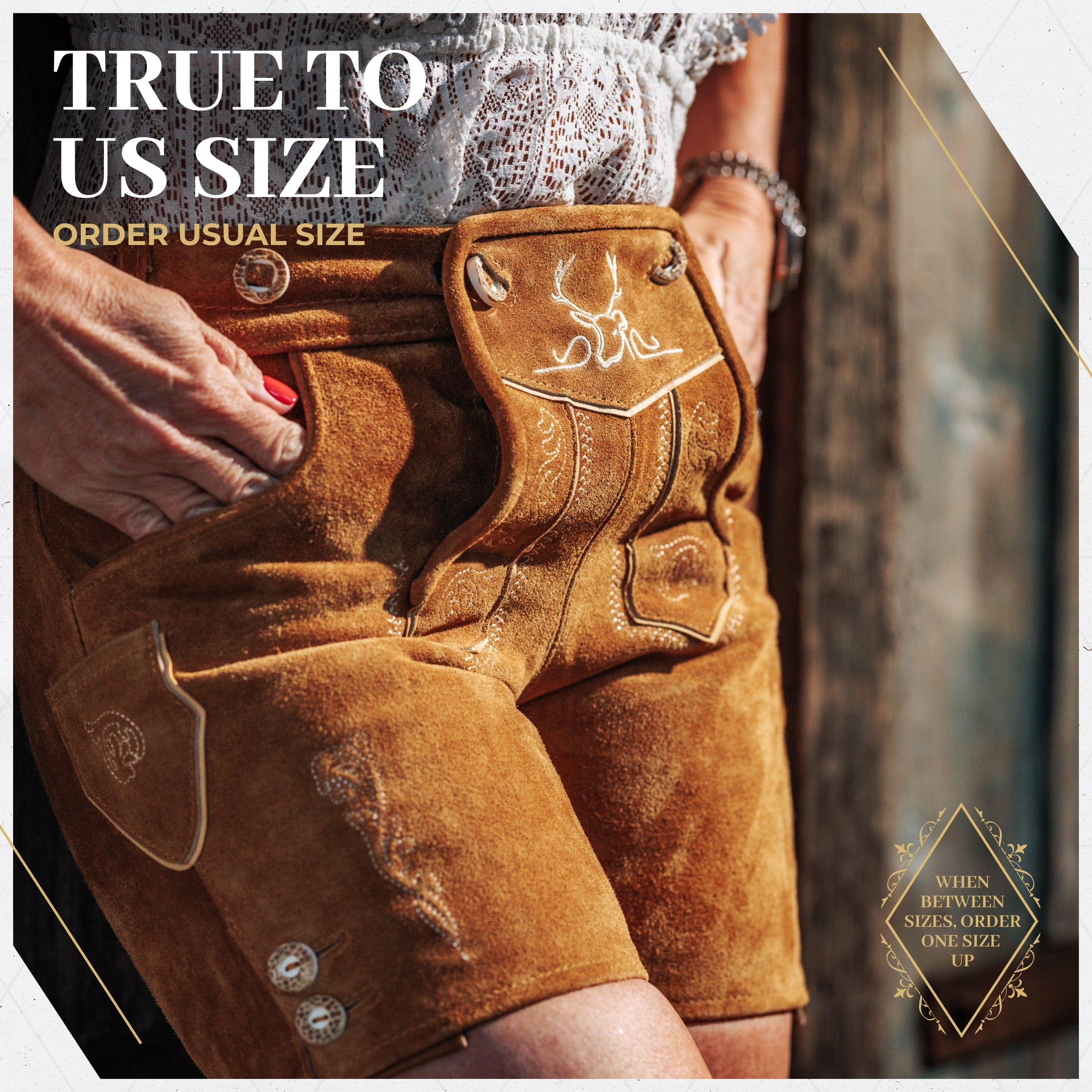 Lederhosen Women Short Pants Light Brown