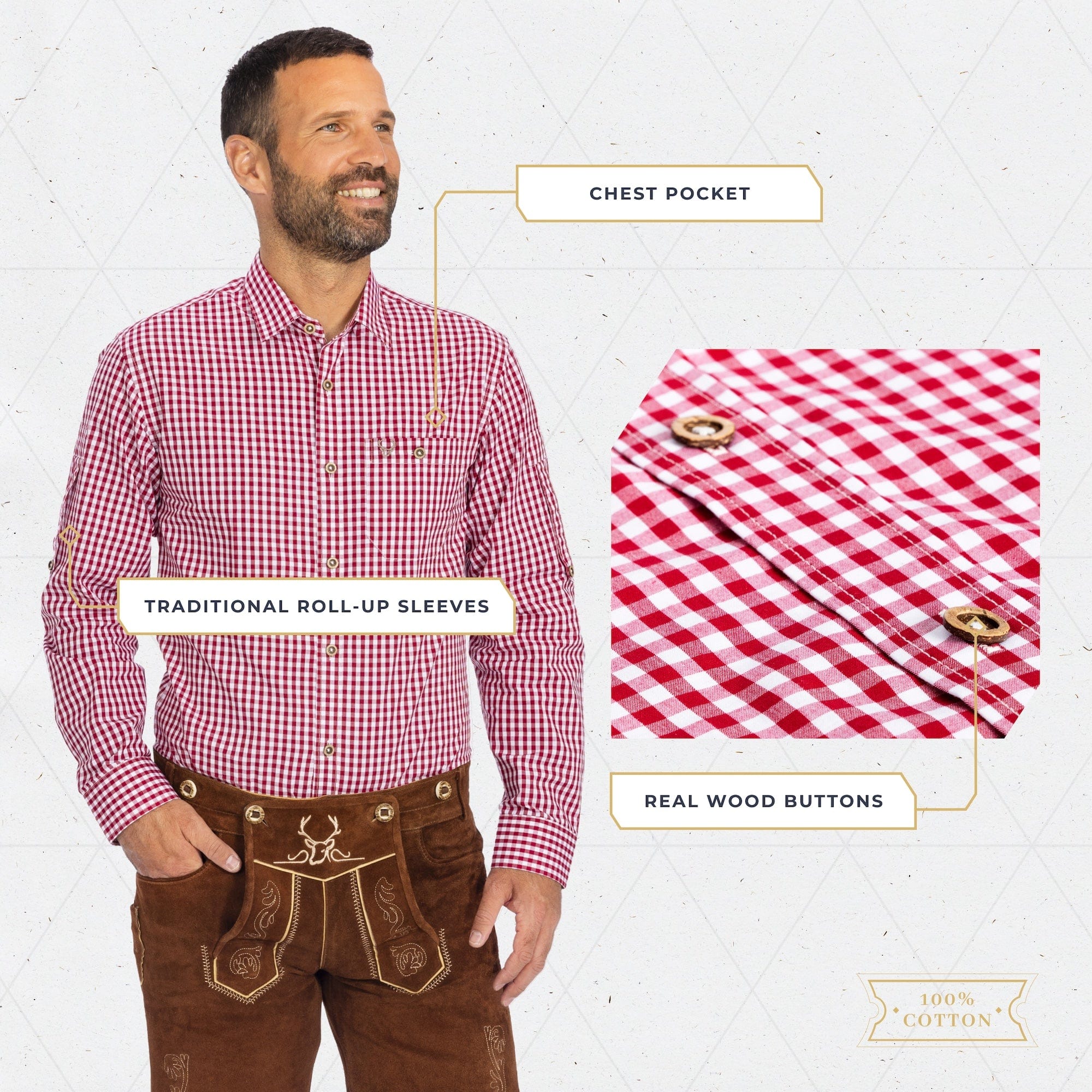 Shirt Men Classic Checkered Red