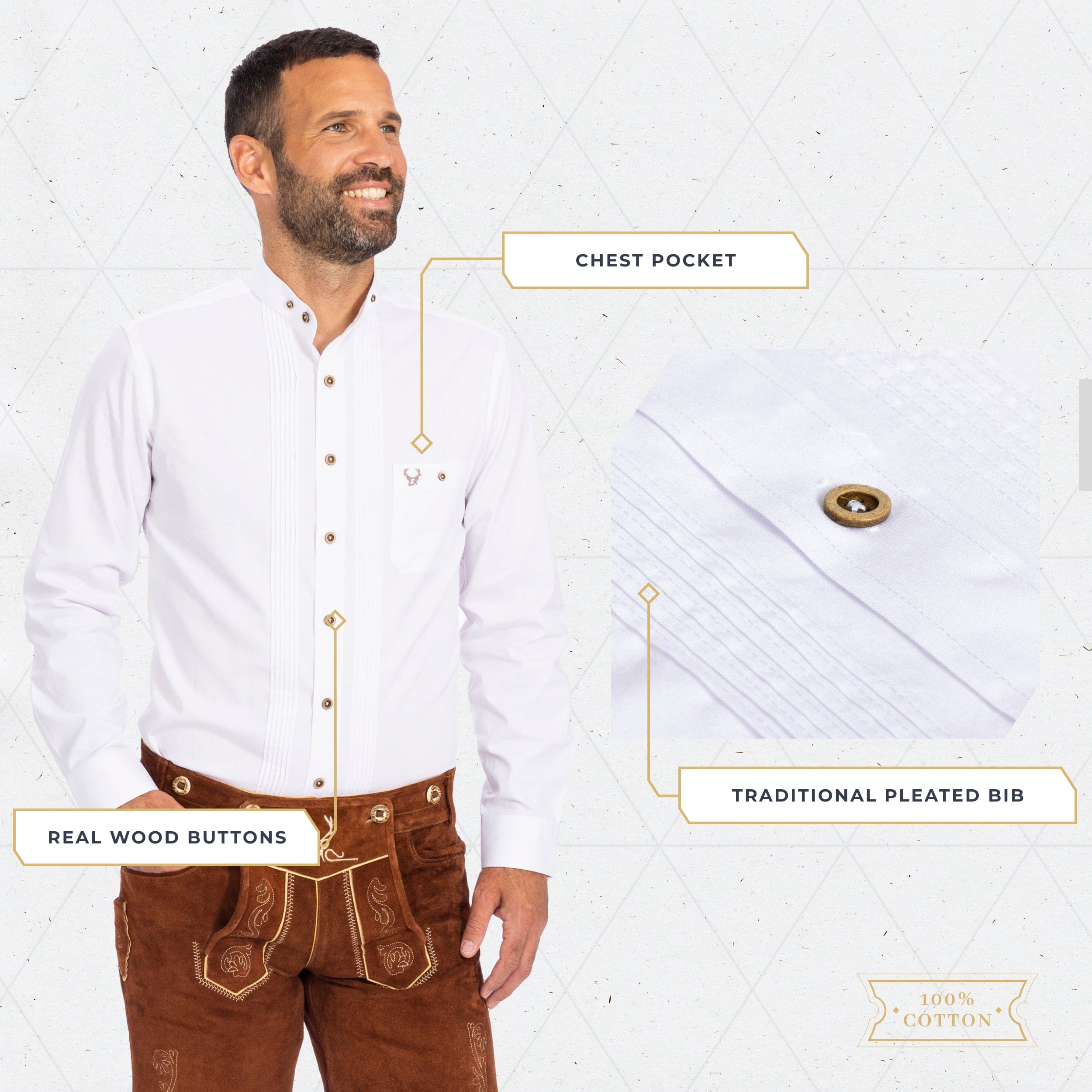 Shirt Men Tracht White
