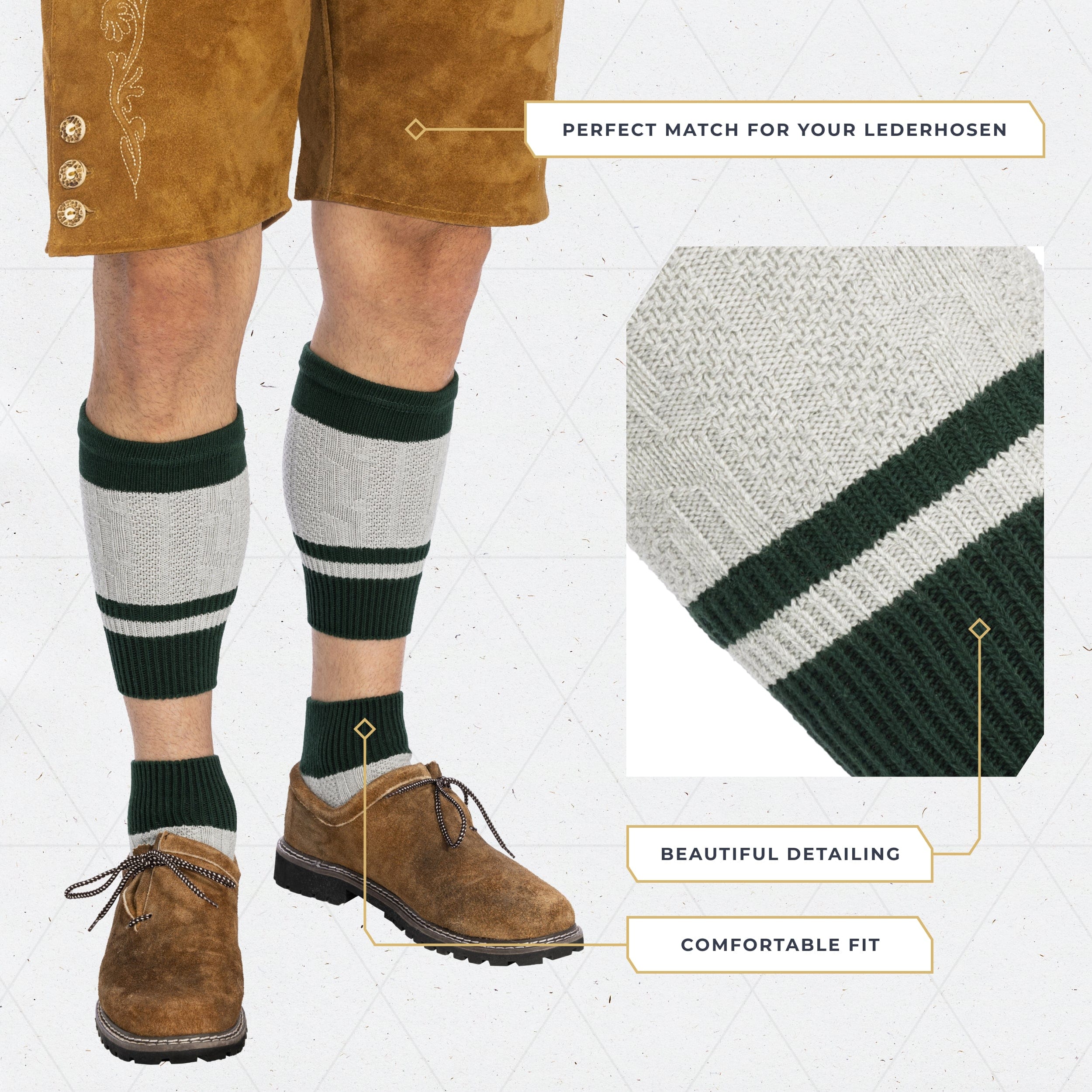 Socks Men Loferl Green Heather White