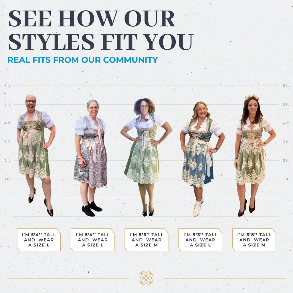 Women's German Dirndl Dress Green Gold