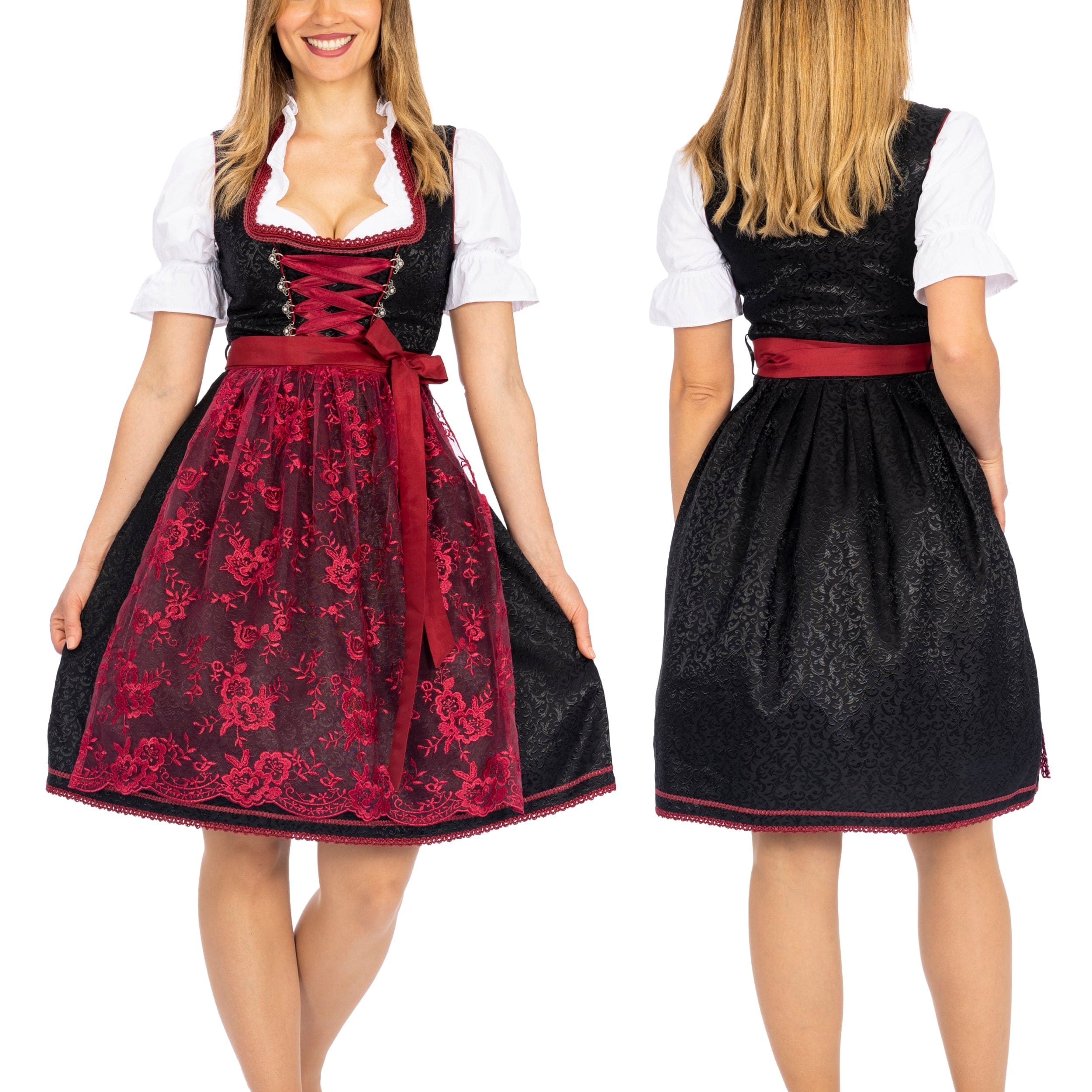 Women's German Dirndl Dress Black Red