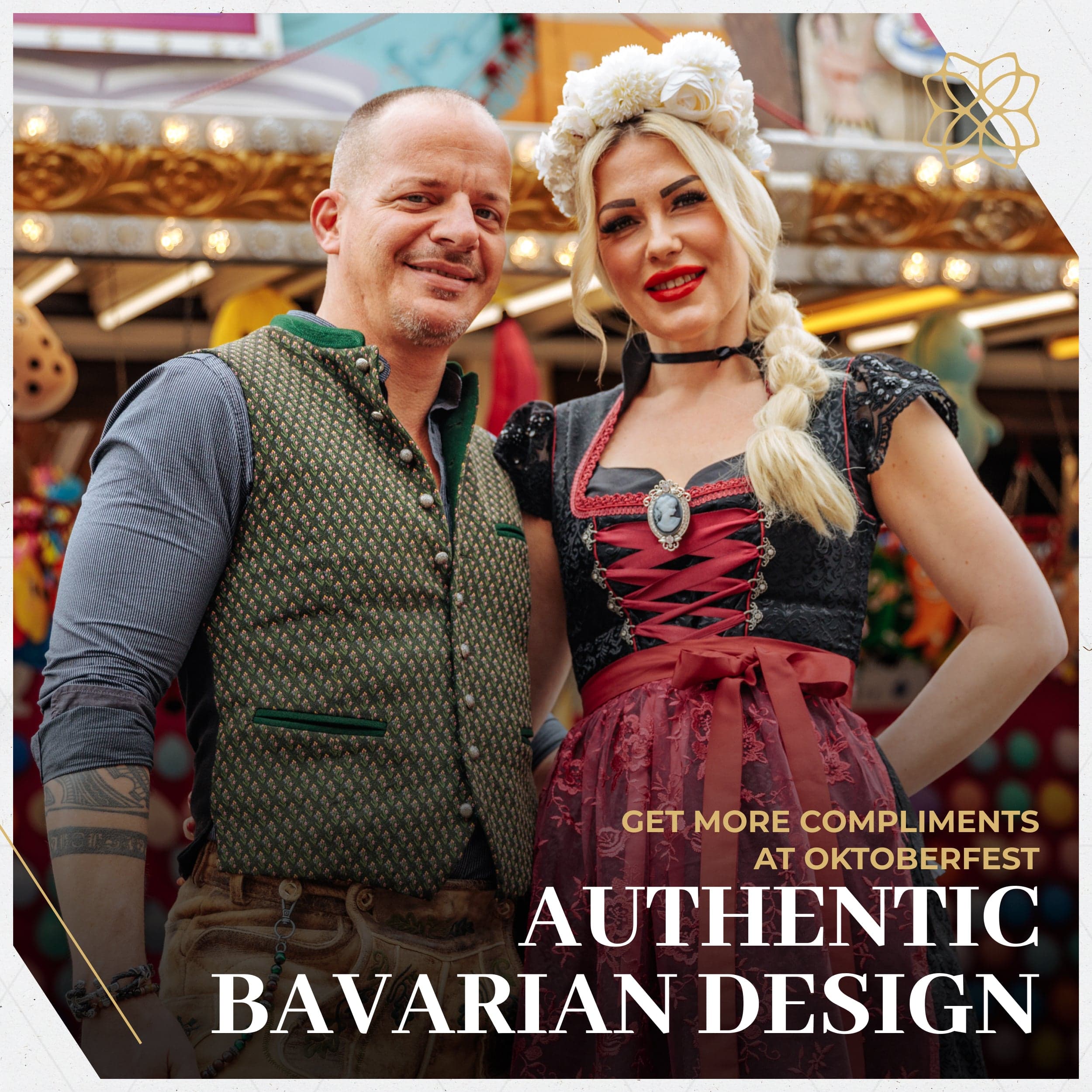 Women's German Dirndl Dress Black Red