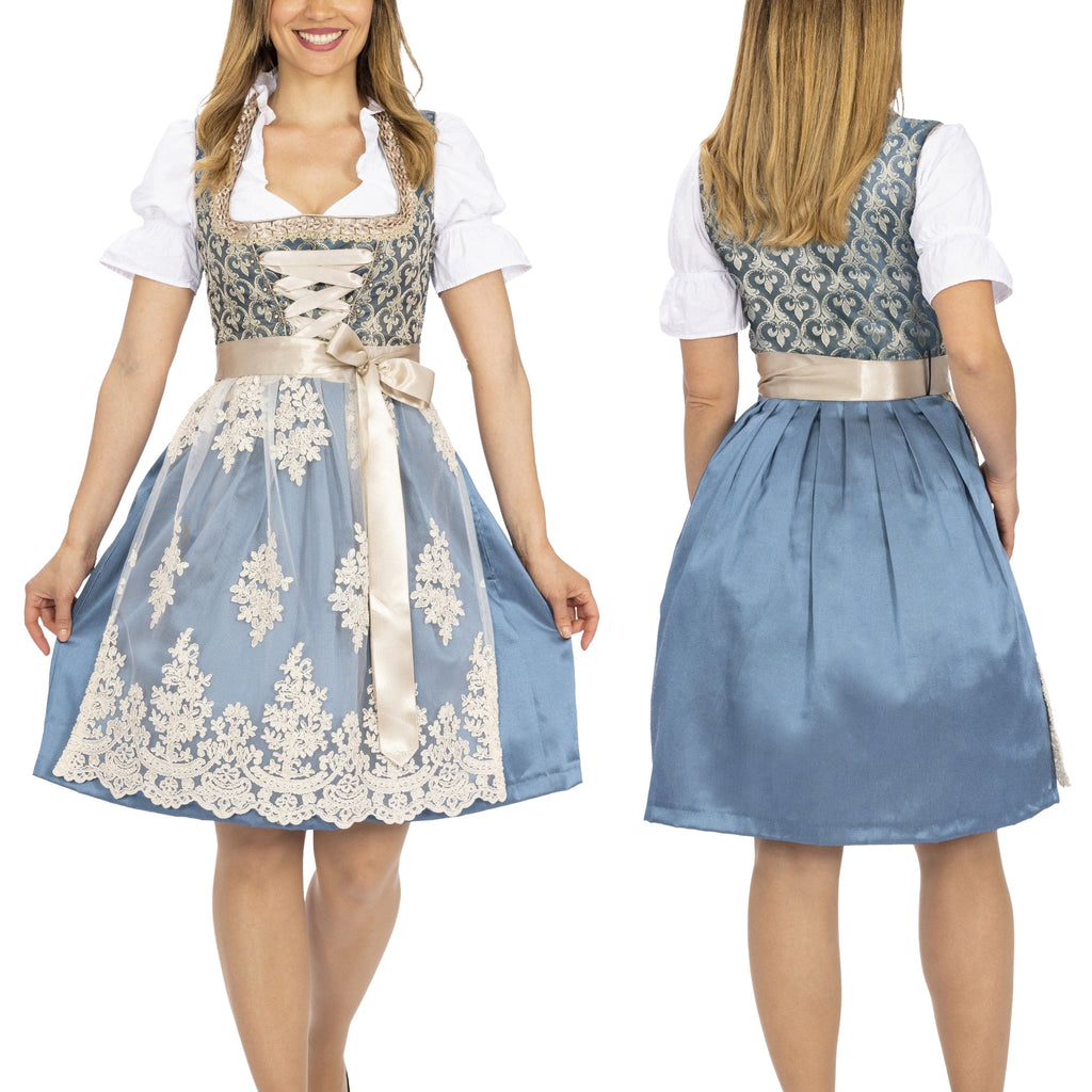 Women's German Dirndl Dress Blue Gold