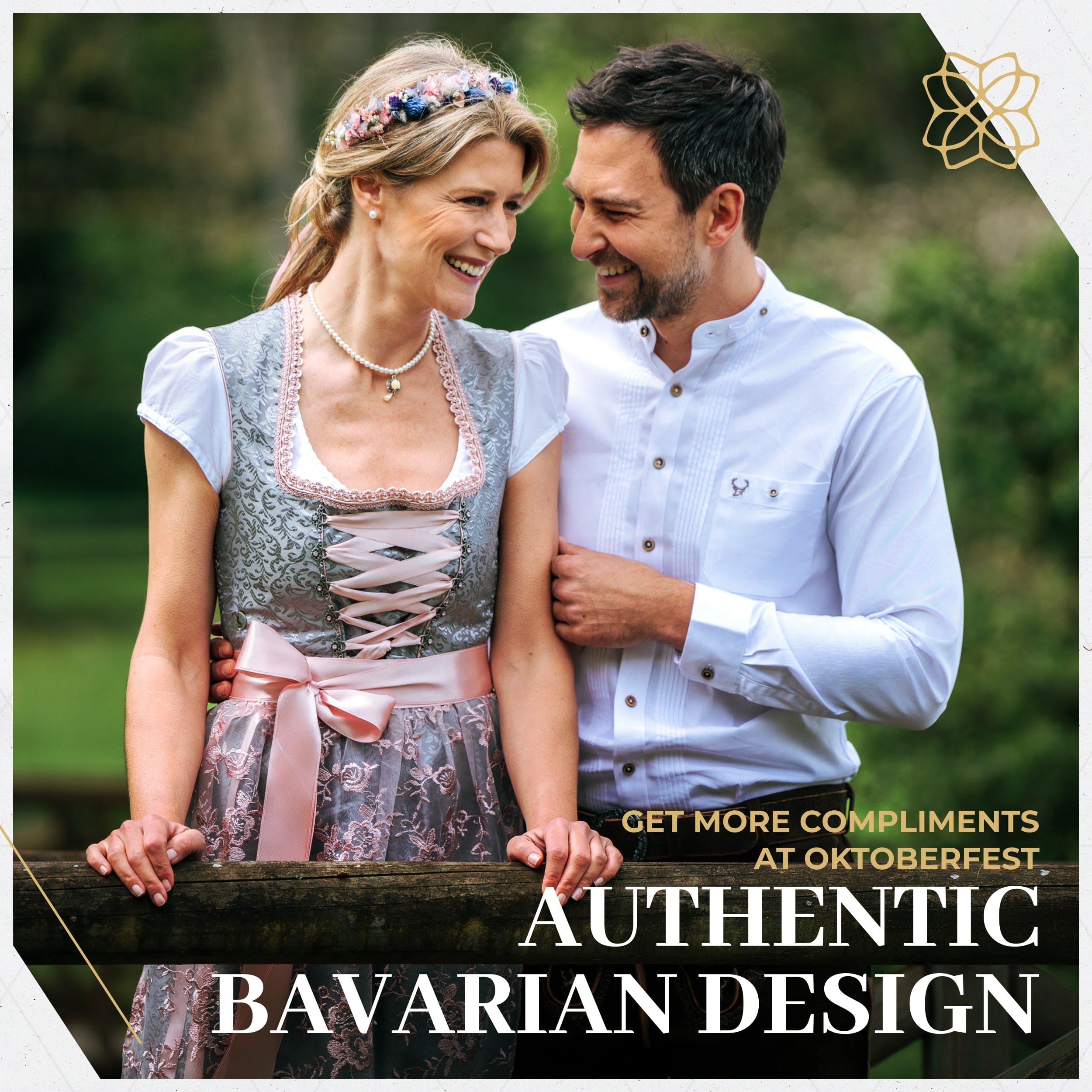 Women's German Dirndl Dress Silver Rose