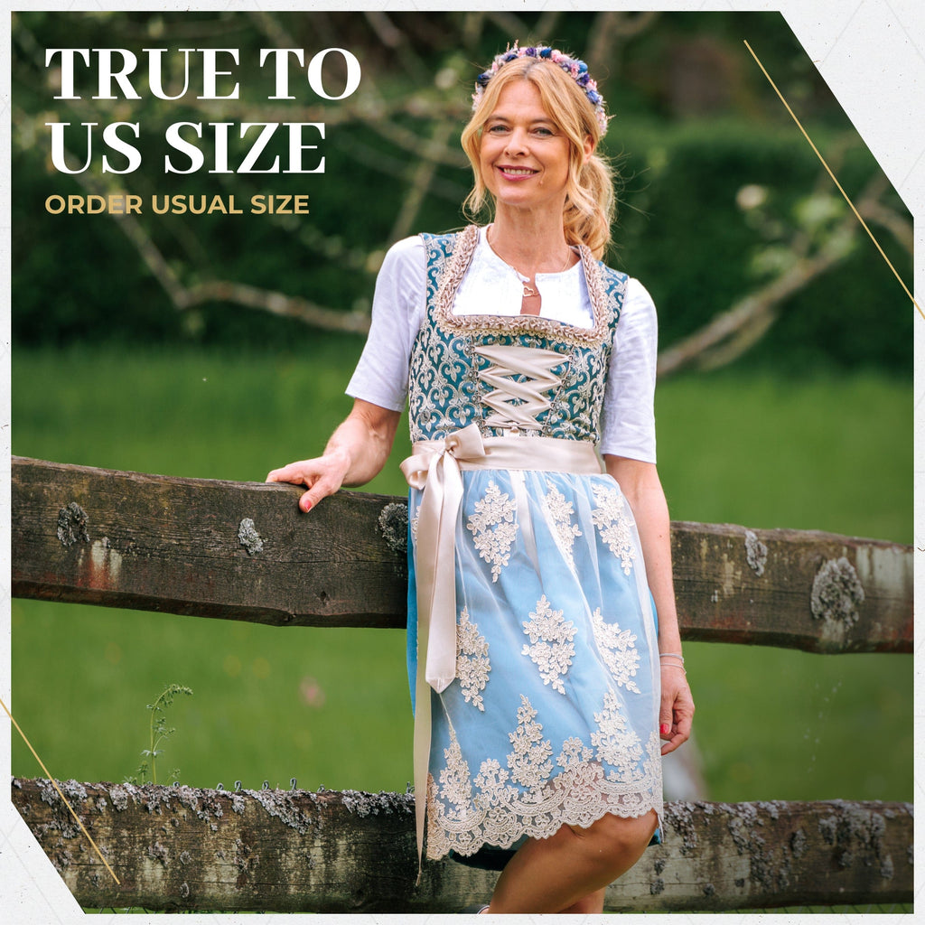 Women's German Dirndl Dress Blue Gold