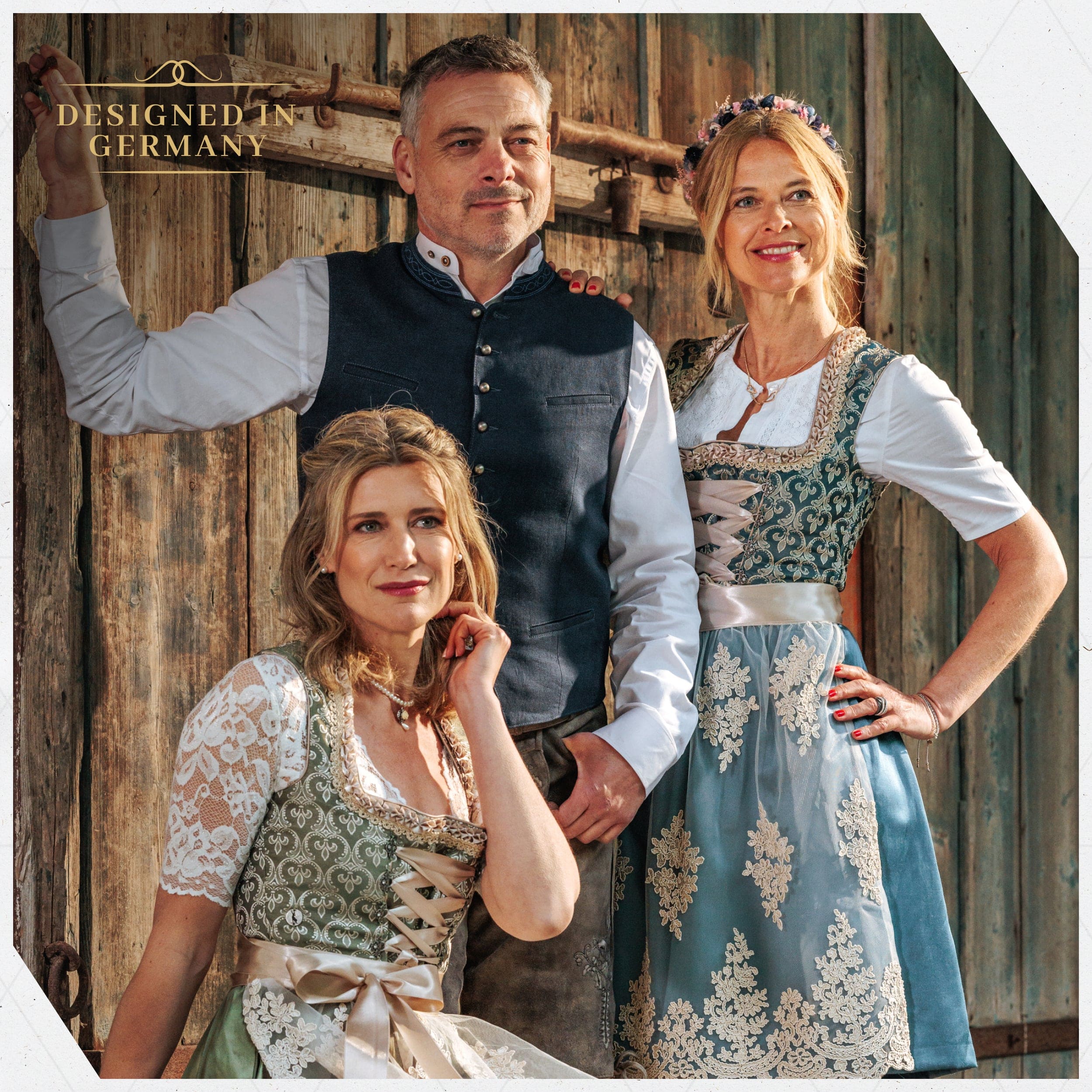 Women's German Dirndl Dress Blue Gold