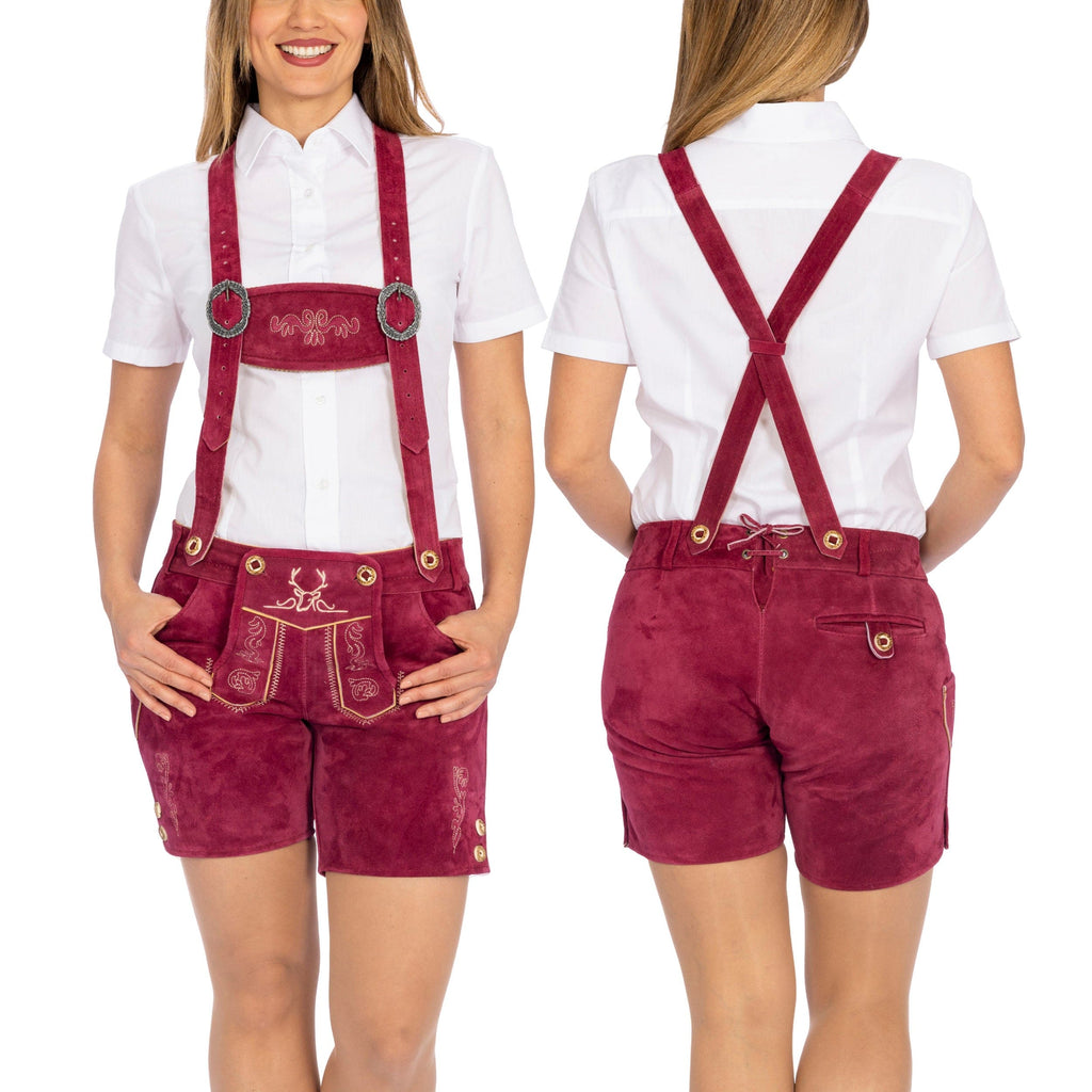 Lederhosen Women Short Pants Cherry Red