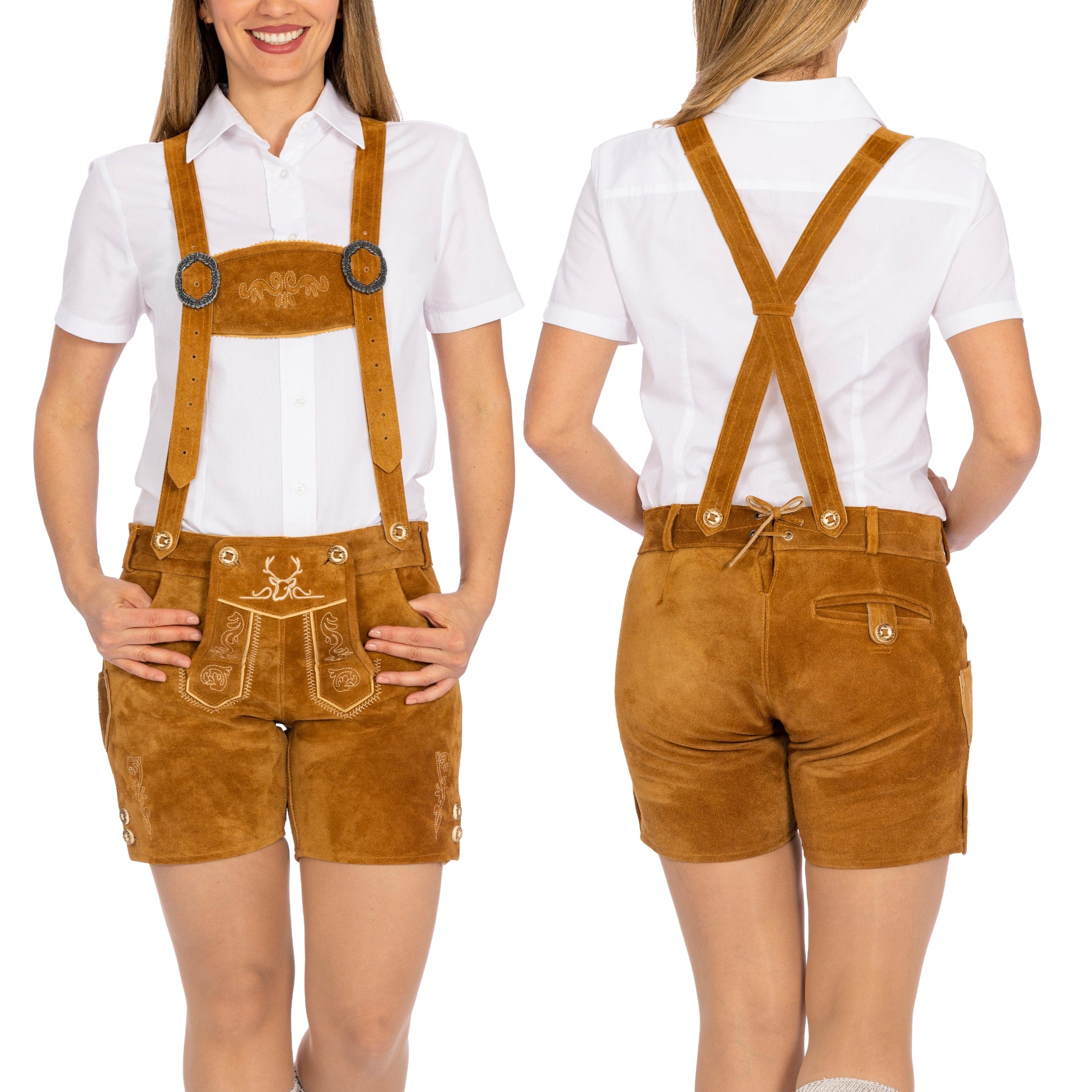 Lederhosen Women Short Pants Light Brown