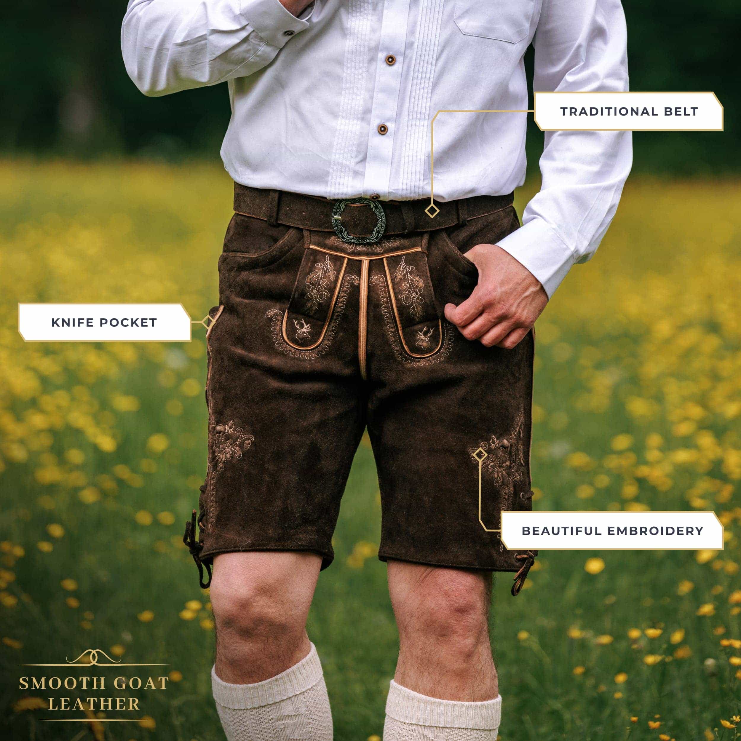 Goat Lederhosen Men Short Light