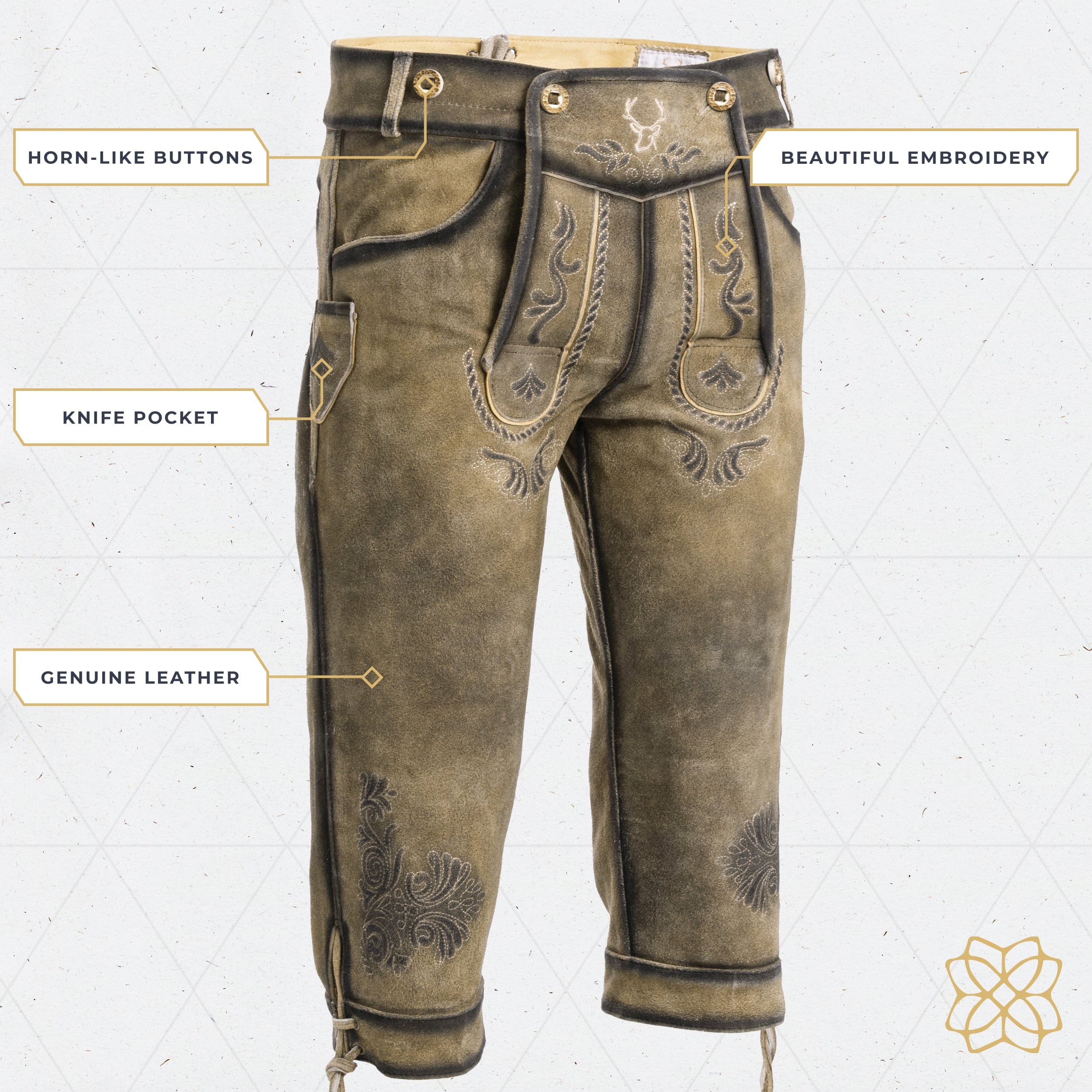 Lederhosen Men Kneebound Antique Waxed Brown