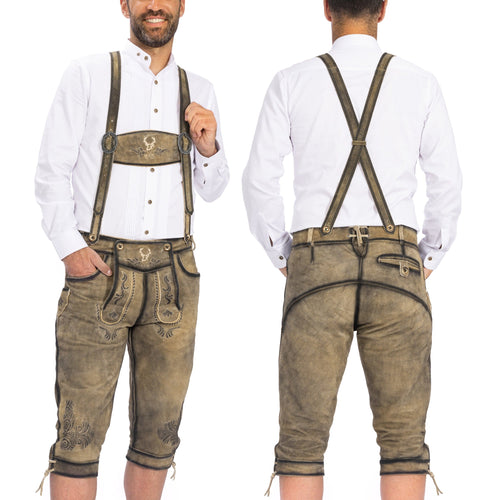 Lederhosen Men Kneebound Antique Waxed Brown