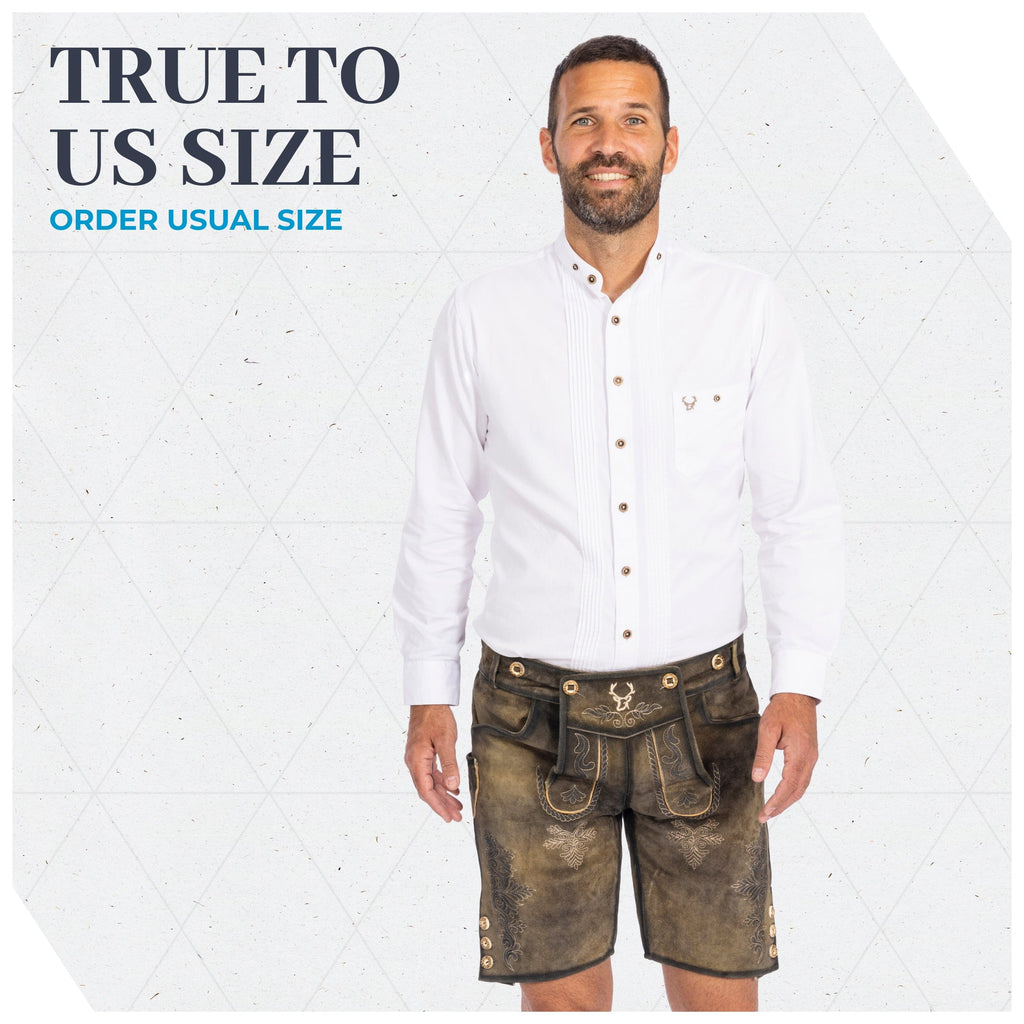 Lederhosen Men Short Antique Waxed Brown