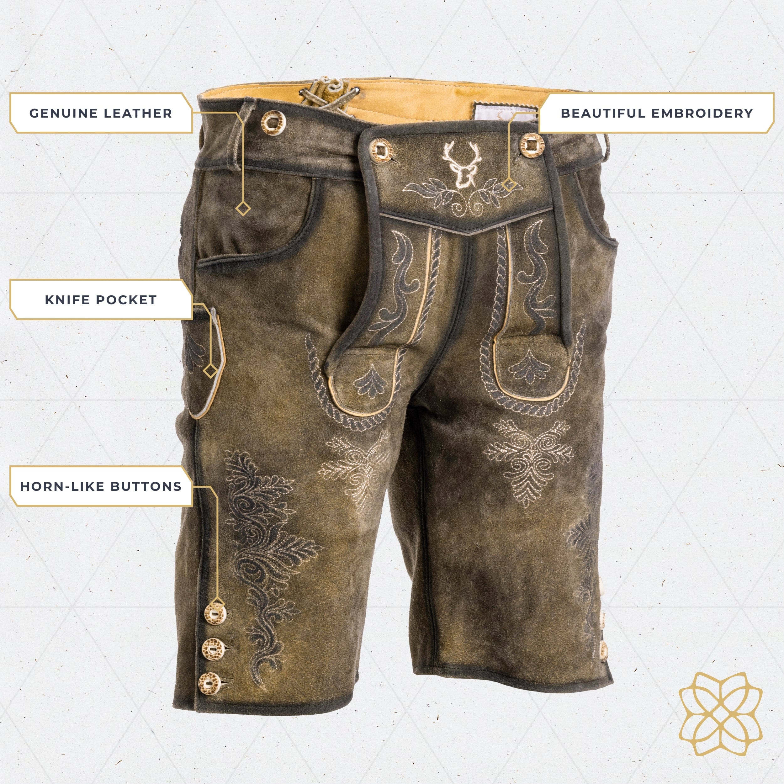 Lederhosen Men Short Antique Waxed Brown