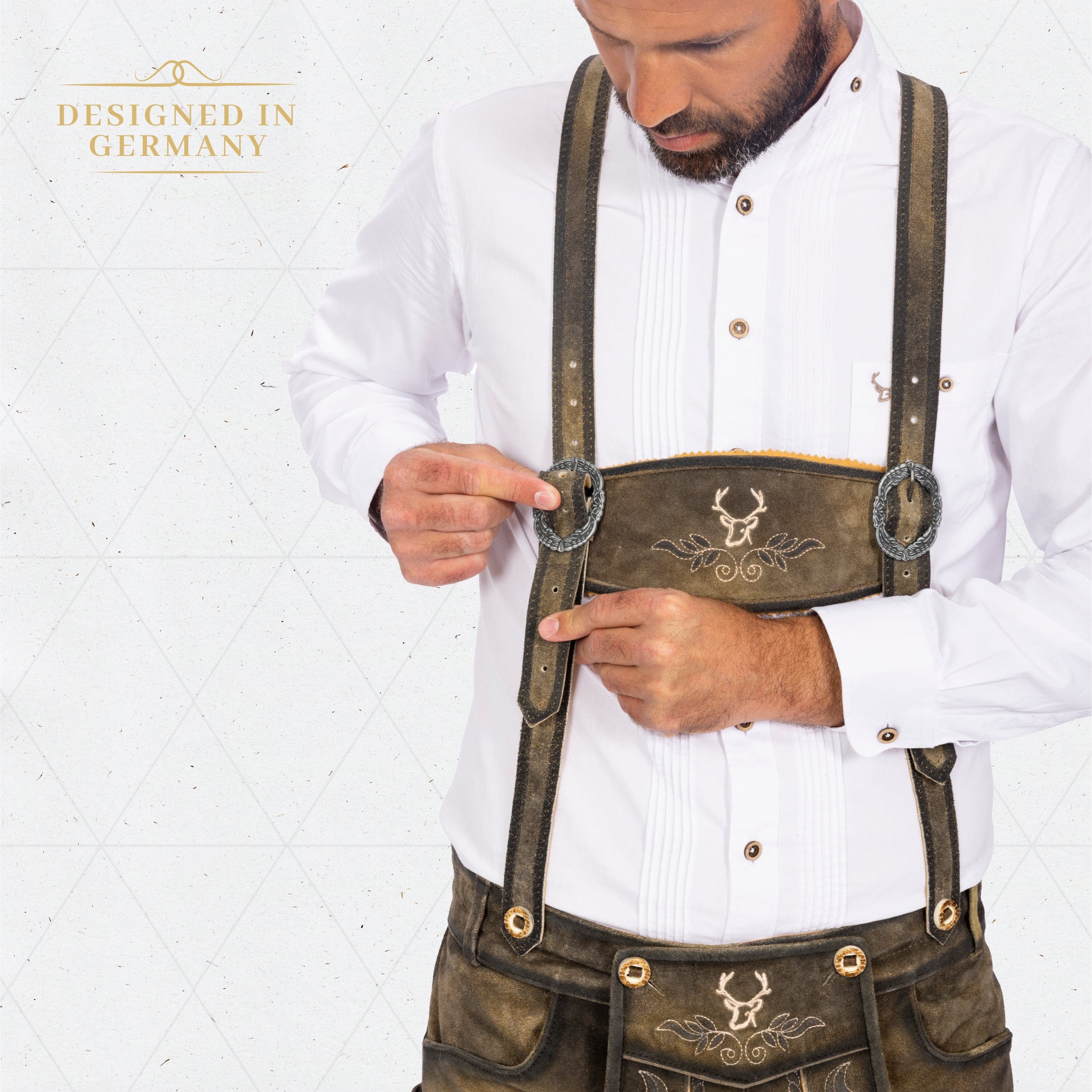 Lederhosen Men Short Antique Waxed Brown