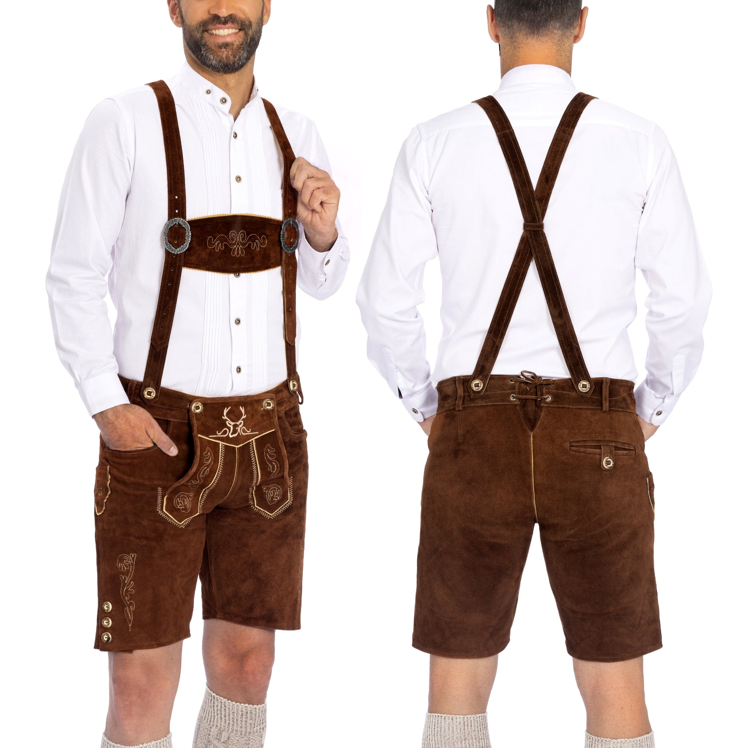 Lederhosen Men Short Dark Brown
