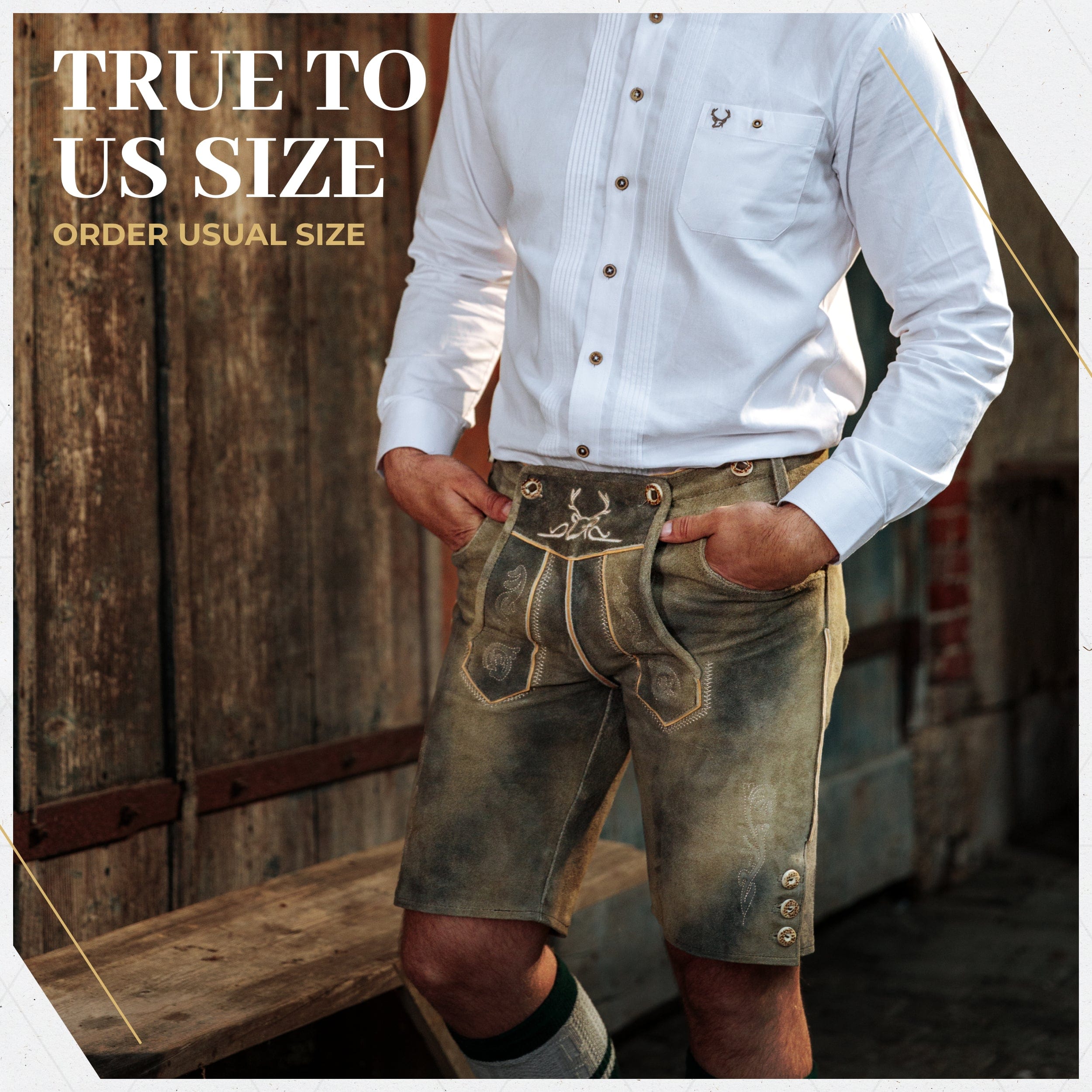 Lederhosen Men Short Mushroom Brown