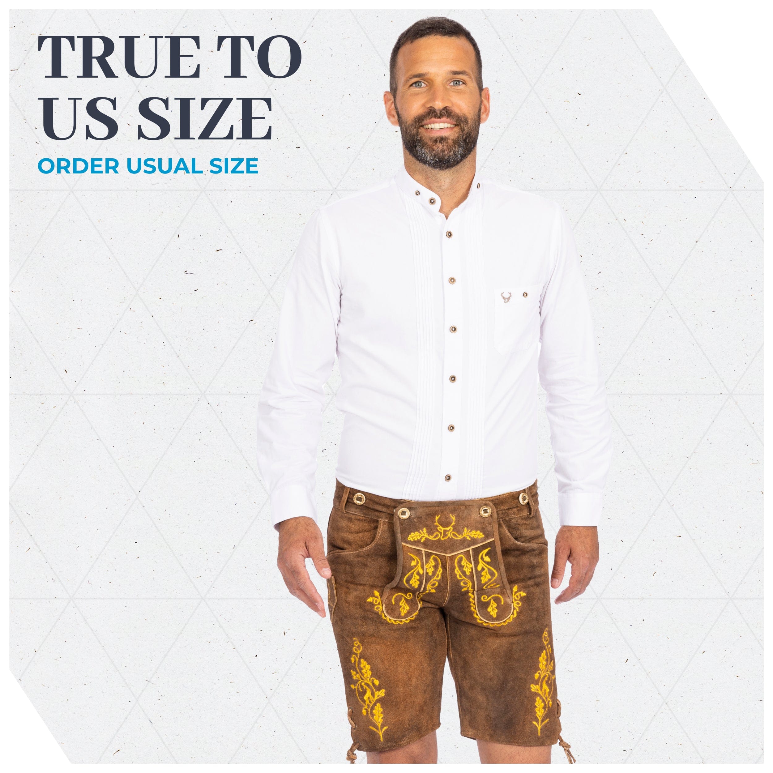 Lederhosen Men Short Olive Yellow