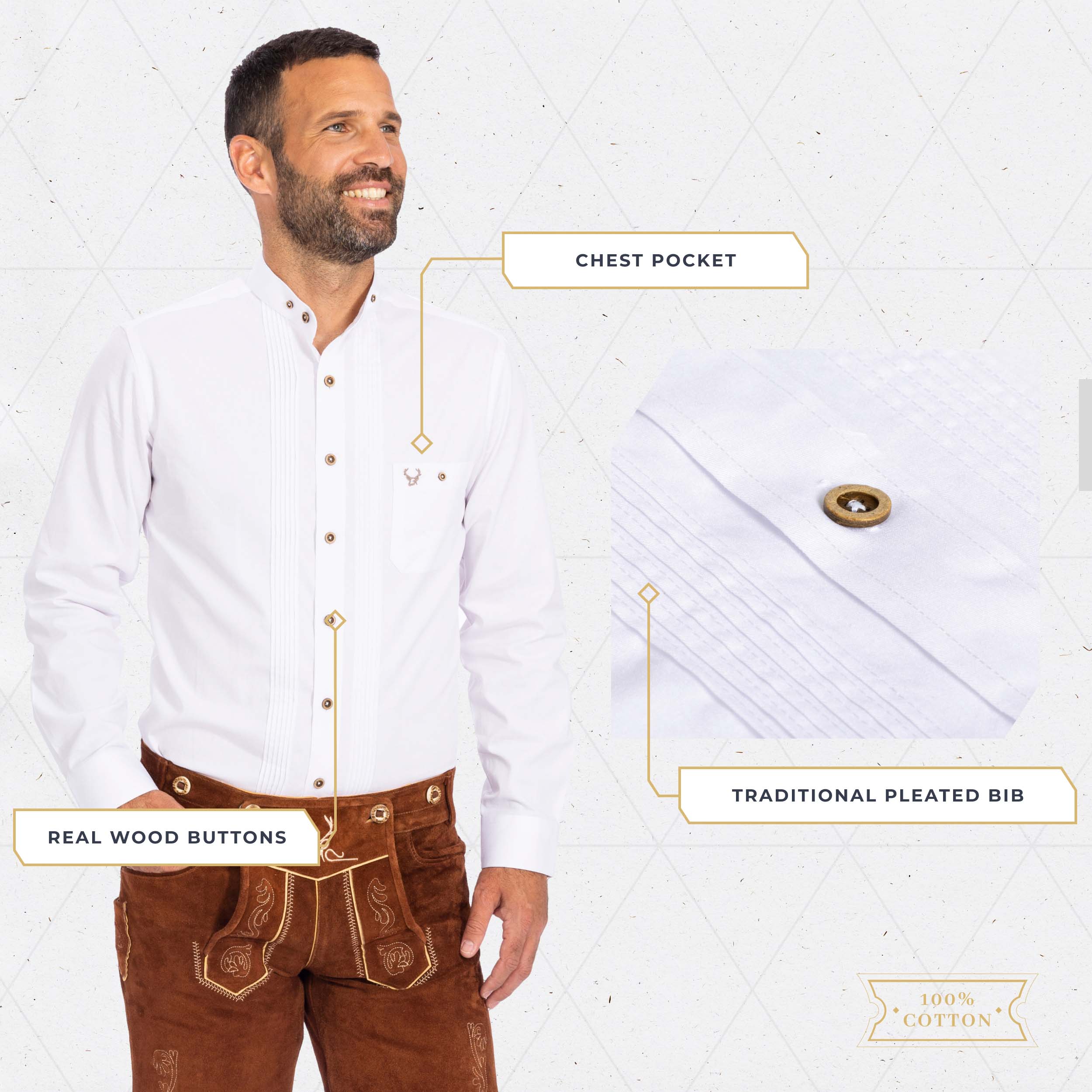 Shirt Men Tracht White