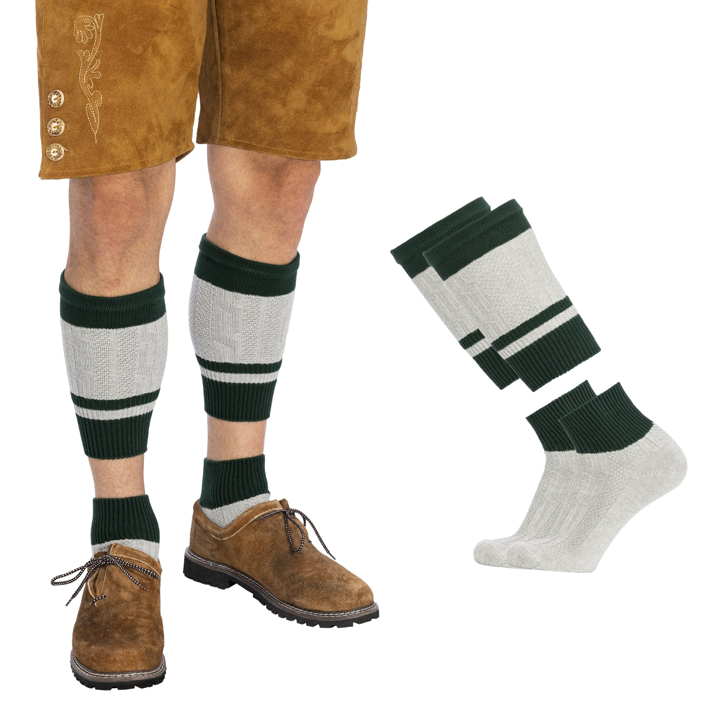Socks Men Loferl Green Heather White
