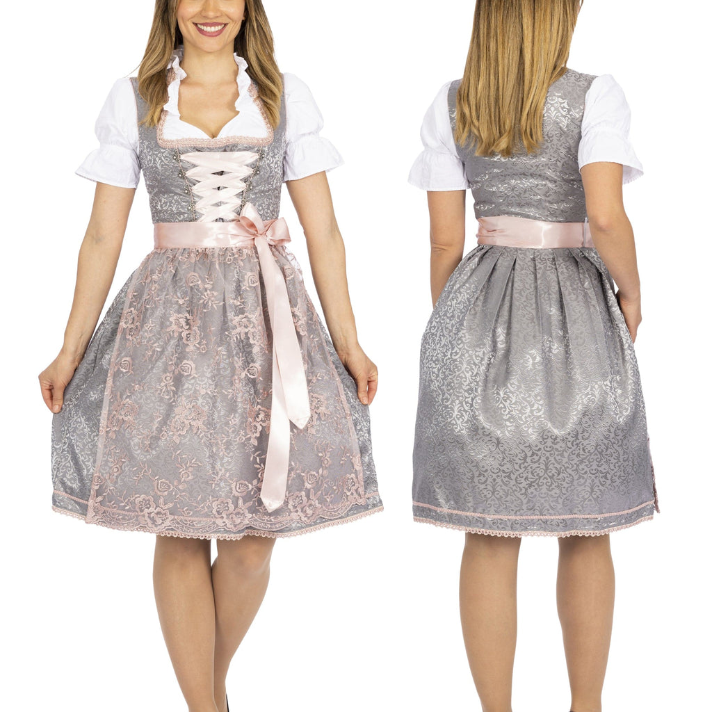 Women's German Dirndl Dress Silver Rose