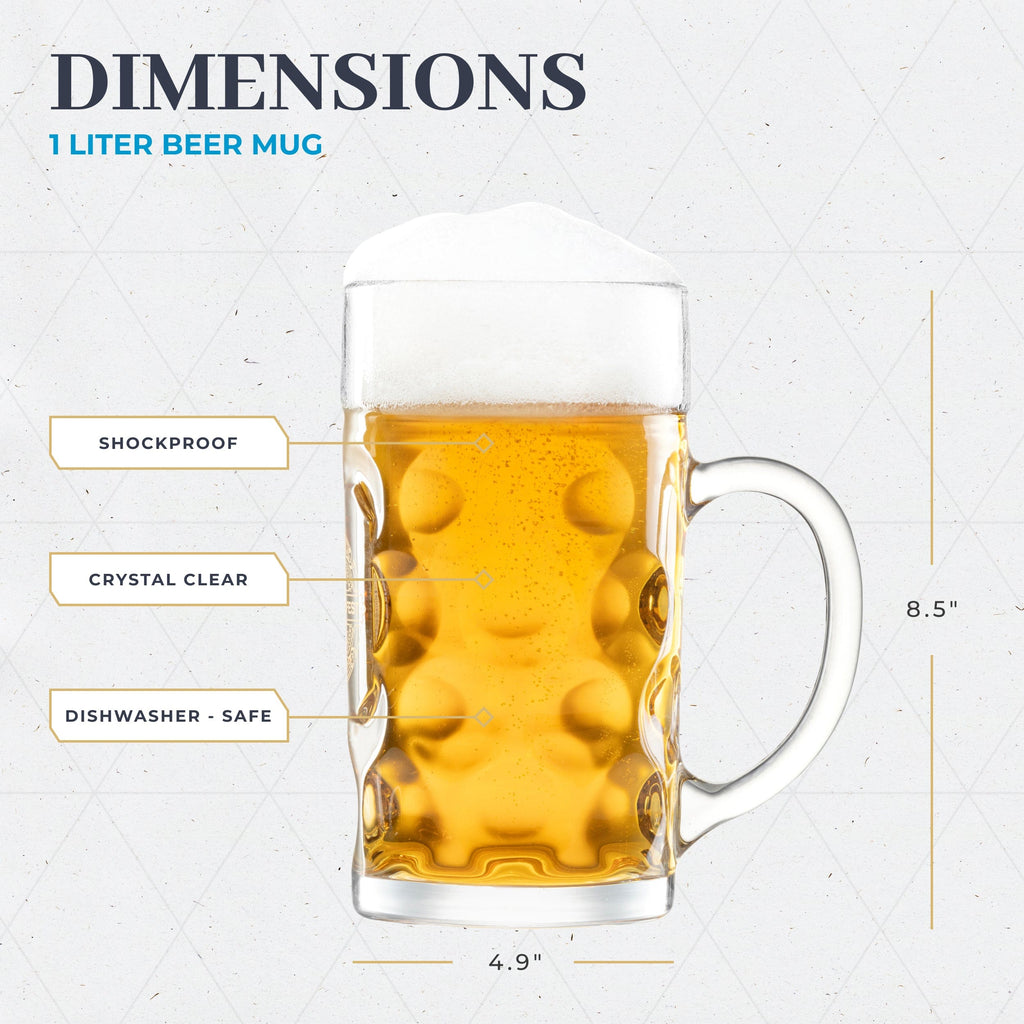 Oktoberfest Beer Mug (Beer Stein) - 1 Liter / 34 OZ